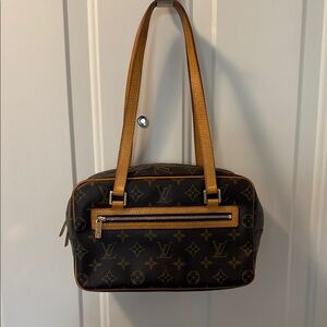 Louis Vuitton Black and Tan Monogram Shoulder Bag